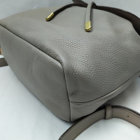 Marc Jacobs Gray Pebbled Leather Top Handles Drawstring Closure Backpack